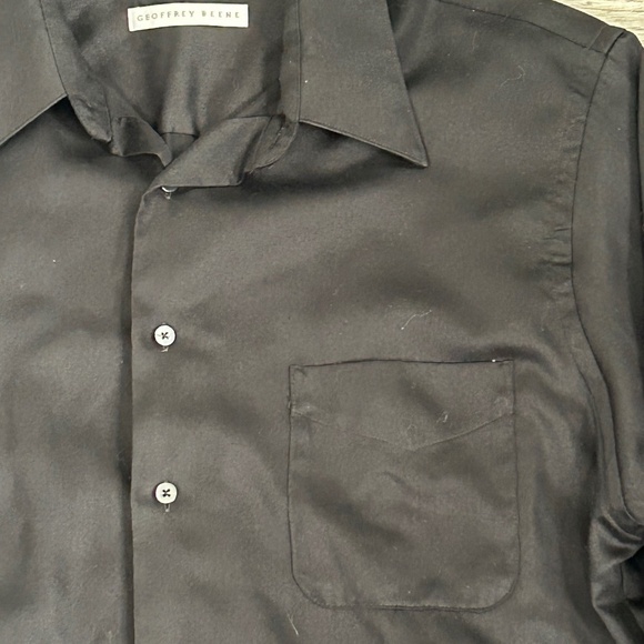 Geofrey Beene Men's Black Sateen Button Down Shirt Sz 17 - Picture 3 of 6